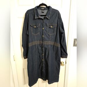 Deja Bleu Women's Denim Button-Up Dress Gold Accents Size 16 Country Western